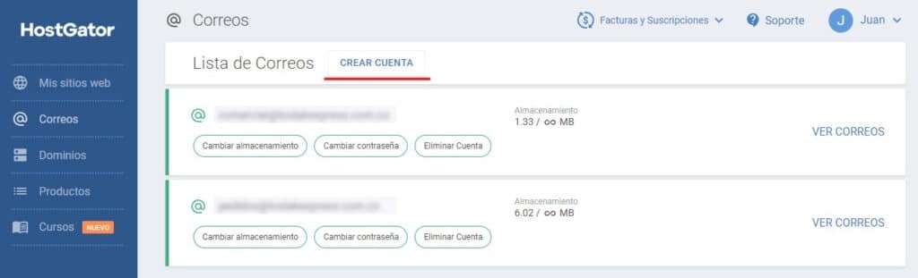 Configuración del correo