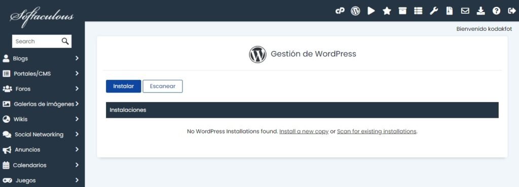 instalador automático de WordPress